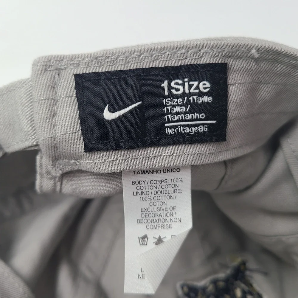 Nike Hat Strapback Gray Yellow Wrestling Tiger Logo Heritage86 Casual Cotton Men